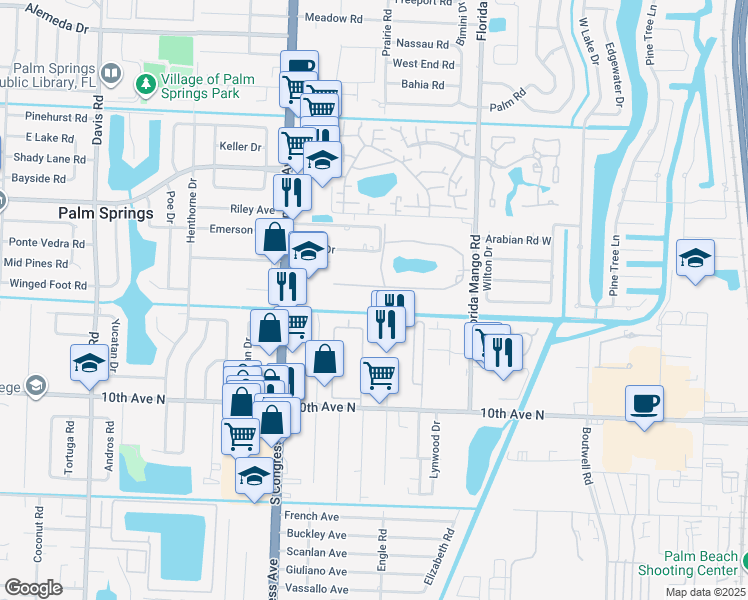 map of restaurants, bars, coffee shops, grocery stores, and more near 2812 Garden Drive South in Lake Worth