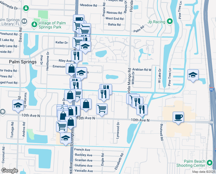 map of restaurants, bars, coffee shops, grocery stores, and more near 2682 Garden Drive South in Lake Worth