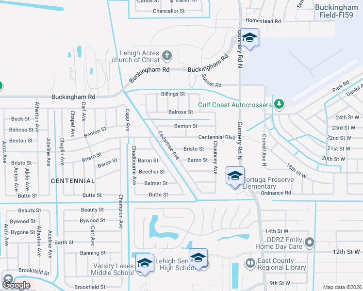 map of restaurants, bars, coffee shops, grocery stores, and more near 5042 Bristo Street in Lehigh Acres