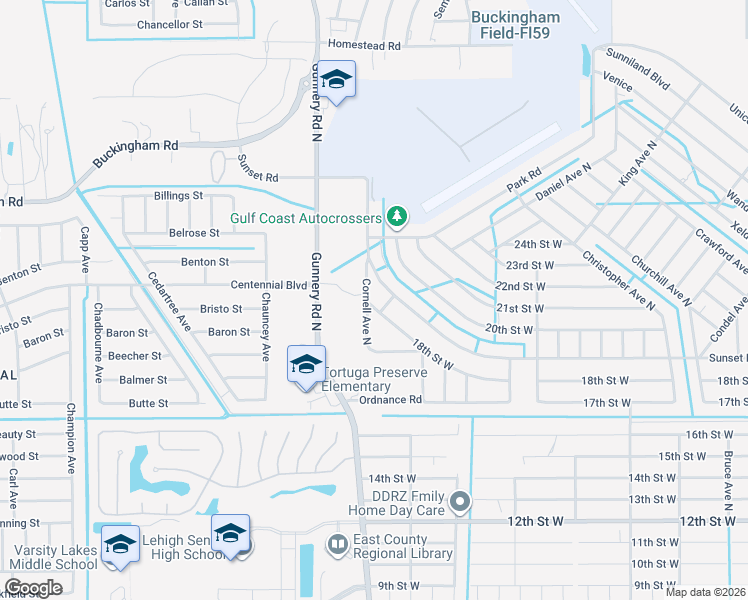 map of restaurants, bars, coffee shops, grocery stores, and more near 3942 18th Street West in Lehigh Acres