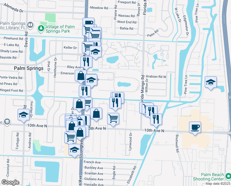 map of restaurants, bars, coffee shops, grocery stores, and more near 2682 Garden Drive South in Lake Worth