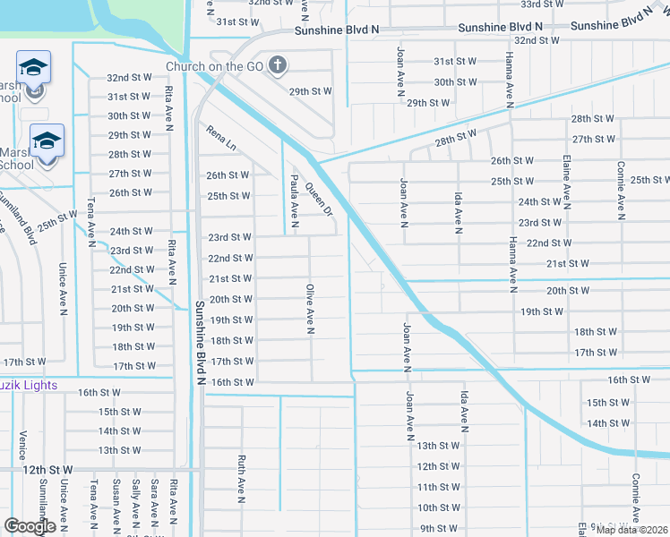 map of restaurants, bars, coffee shops, grocery stores, and more near 3105 21st Street West in Lehigh Acres