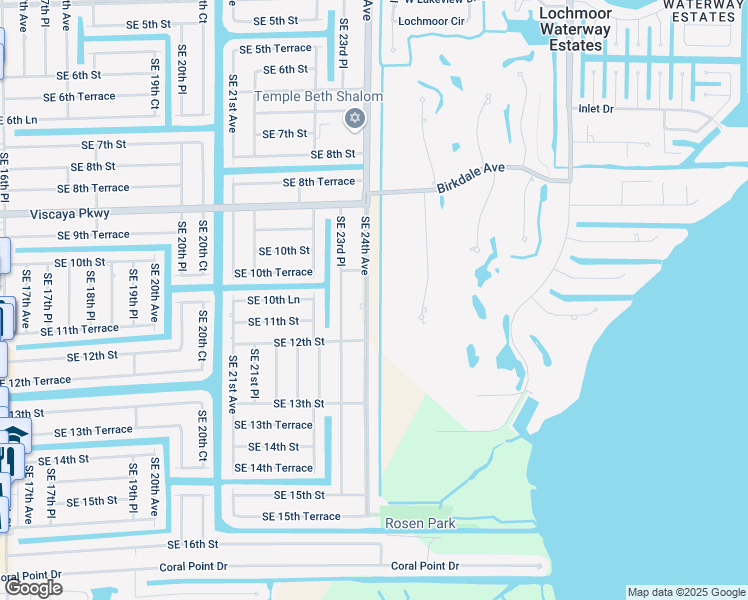 map of restaurants, bars, coffee shops, grocery stores, and more near 1019 Southeast 24th Avenue in Cape Coral