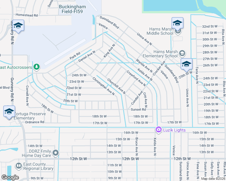 map of restaurants, bars, coffee shops, grocery stores, and more near 3806 21st Street West in Lehigh Acres