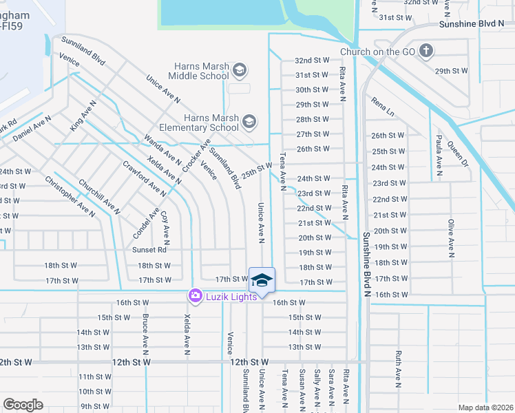 map of restaurants, bars, coffee shops, grocery stores, and more near 1912 Sunniland Boulevard in Lehigh Acres