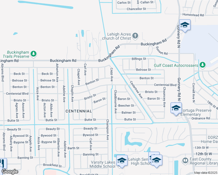map of restaurants, bars, coffee shops, grocery stores, and more near 1040 Champion Avenue in Lehigh Acres