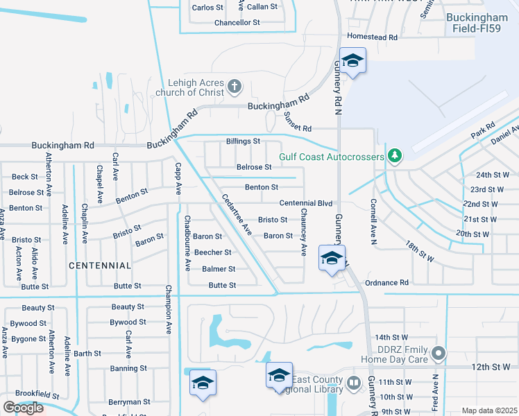 map of restaurants, bars, coffee shops, grocery stores, and more near 5042 Bristo Street in Lehigh Acres