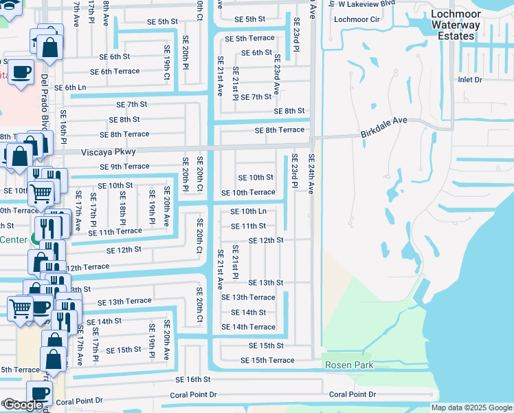 map of restaurants, bars, coffee shops, grocery stores, and more near 2207 Southeast 10th Lane in Cape Coral