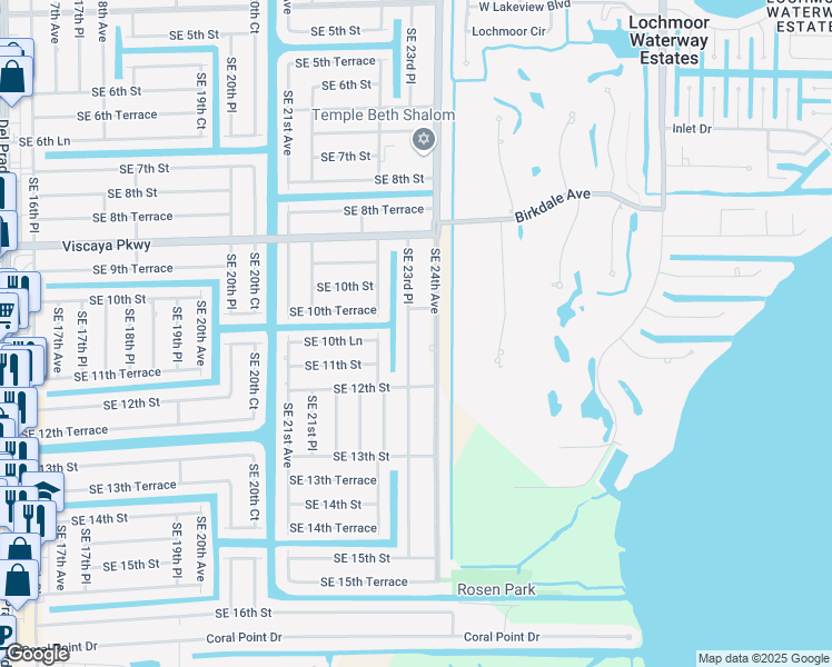 map of restaurants, bars, coffee shops, grocery stores, and more near 1015 Southeast 23rd Place in Cape Coral