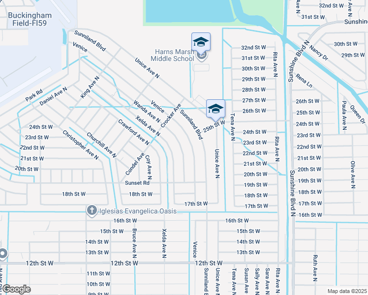 map of restaurants, bars, coffee shops, grocery stores, and more near 1912 Xelda Avenue North in Lehigh Acres