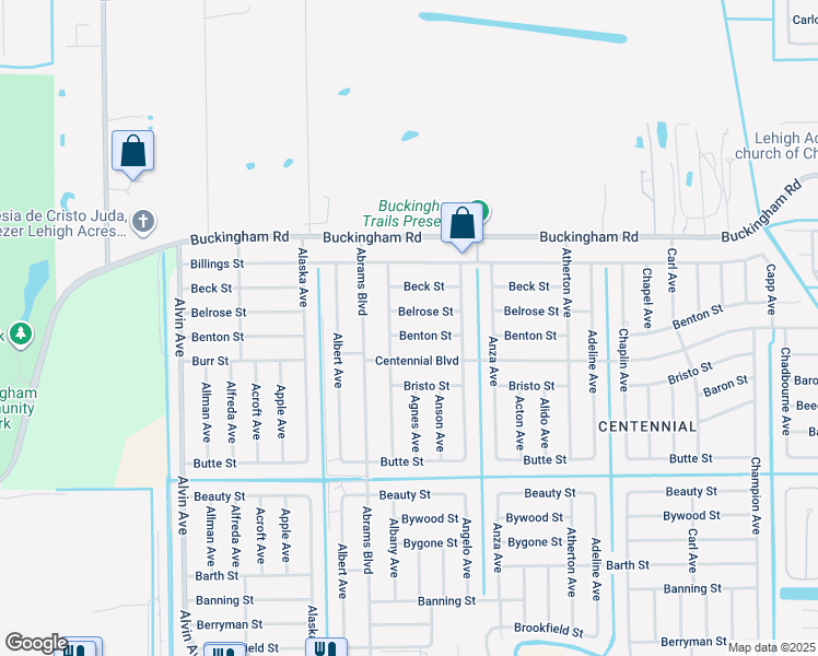 map of restaurants, bars, coffee shops, grocery stores, and more near 5420 Belrose Street in Lehigh Acres