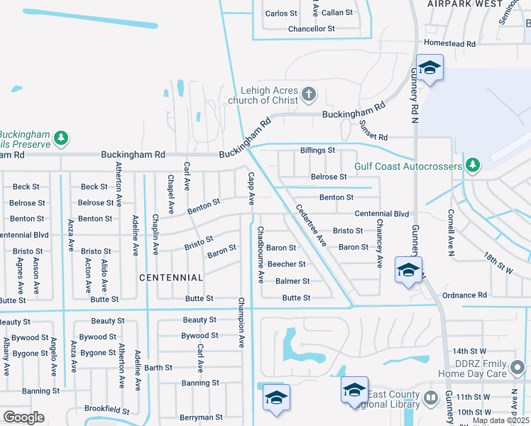 map of restaurants, bars, coffee shops, grocery stores, and more near 5129 Benton Court in Lehigh Acres
