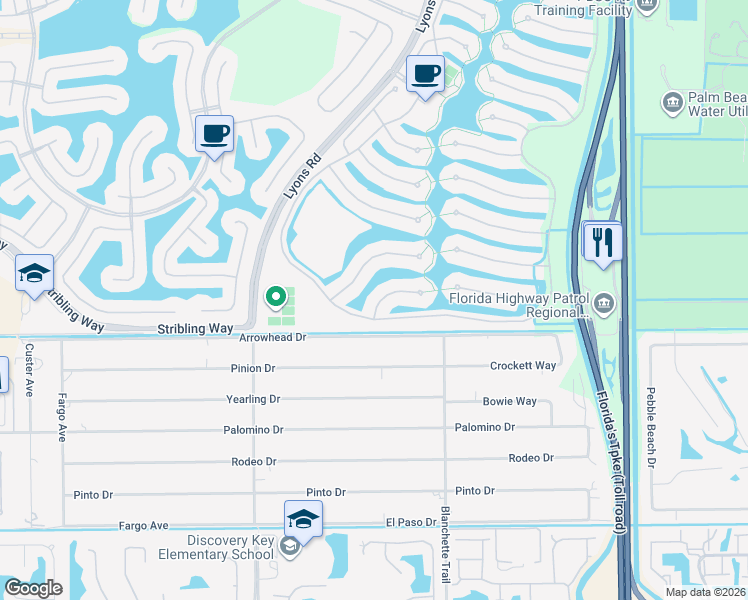 map of restaurants, bars, coffee shops, grocery stores, and more near 3215 Ushant Court in Wellington