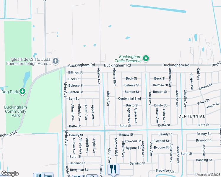 map of restaurants, bars, coffee shops, grocery stores, and more near 1120 Albert Avenue in Lehigh Acres