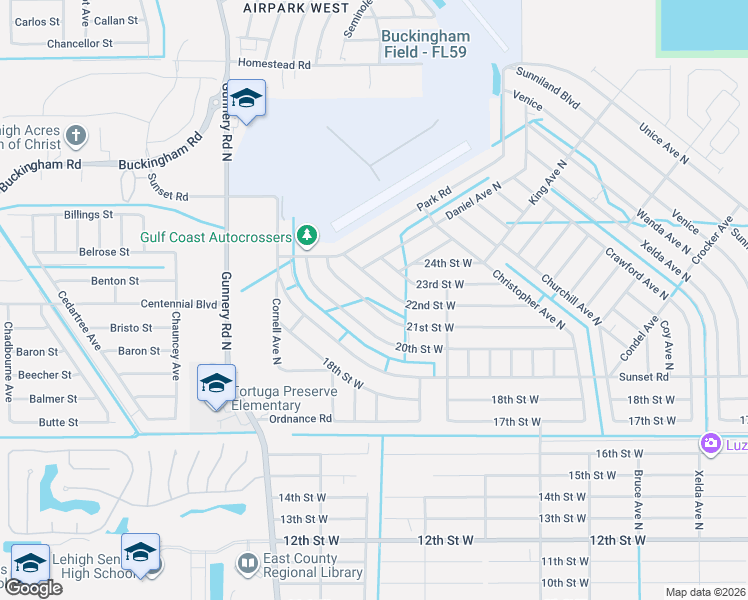 map of restaurants, bars, coffee shops, grocery stores, and more near 3921 22nd Street West in Lehigh Acres