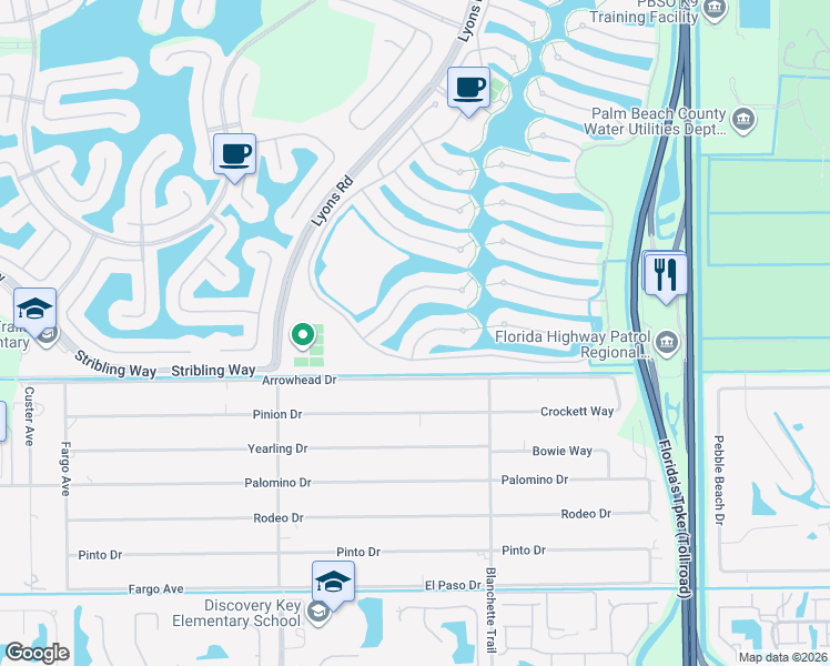 map of restaurants, bars, coffee shops, grocery stores, and more near 3205 Ushant Court in Wellington