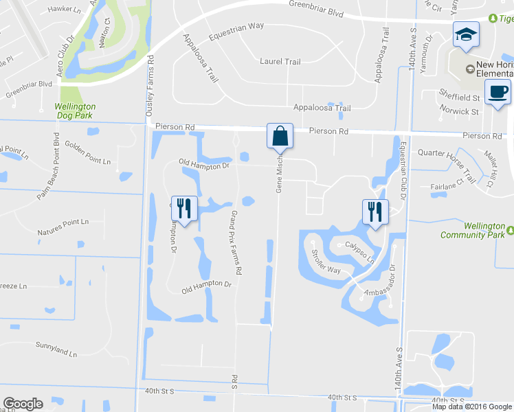 map of restaurants, bars, coffee shops, grocery stores, and more near 3256 Grand Prix Farms Road in Wellington