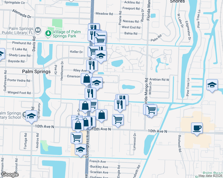 map of restaurants, bars, coffee shops, grocery stores, and more near 2811 Garden Drive South in Lake Worth Beach