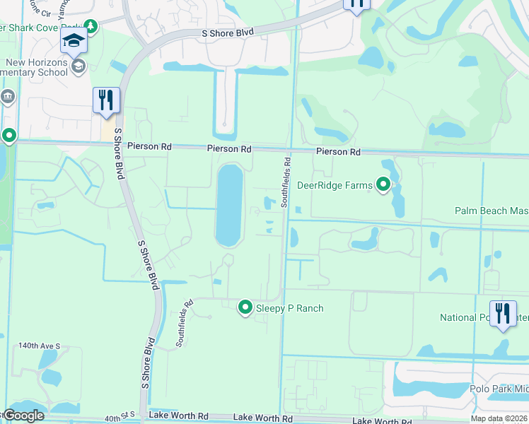 map of restaurants, bars, coffee shops, grocery stores, and more near 13155 Southfields Road in Wellington