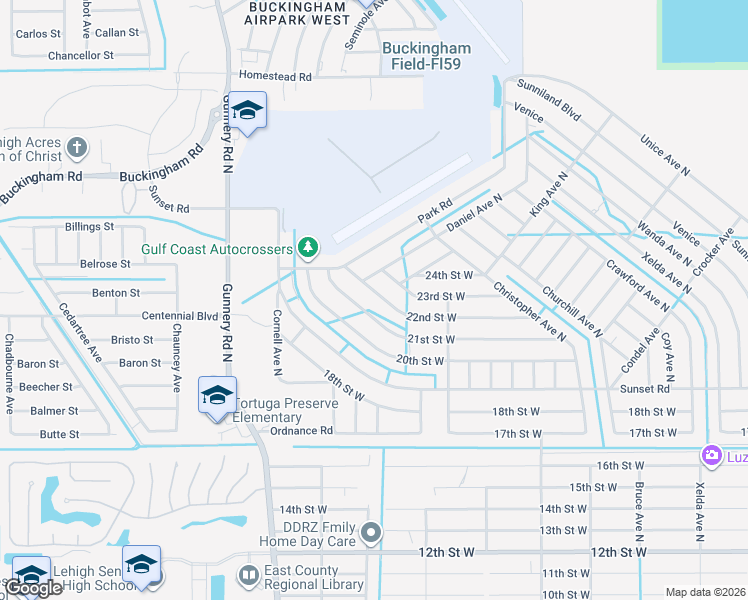 map of restaurants, bars, coffee shops, grocery stores, and more near 3921 22nd Street West in Lehigh Acres