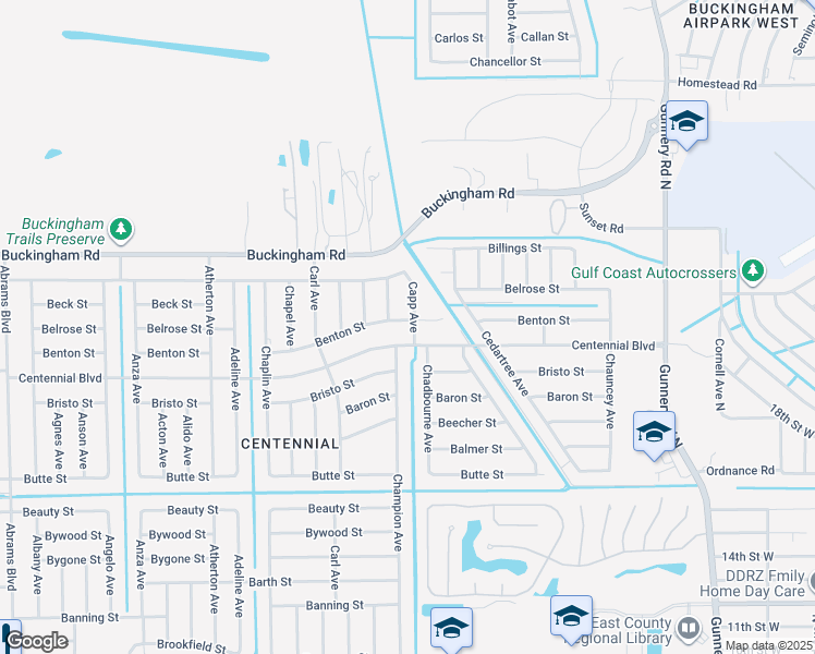 map of restaurants, bars, coffee shops, grocery stores, and more near 5201 Benton Street in Lehigh Acres