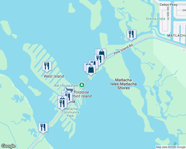 map of restaurants, bars, coffee shops, grocery stores, and more near 4283 Pine Island Road in Cape Coral