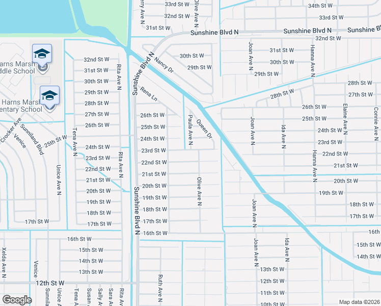 map of restaurants, bars, coffee shops, grocery stores, and more near 3115 23rd Street West in Lehigh Acres