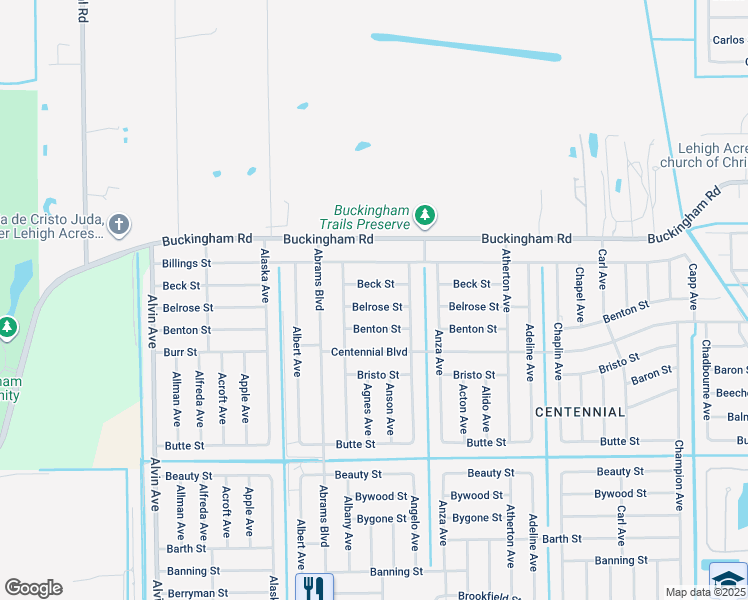 map of restaurants, bars, coffee shops, grocery stores, and more near 5420 Belrose Street in Lehigh Acres