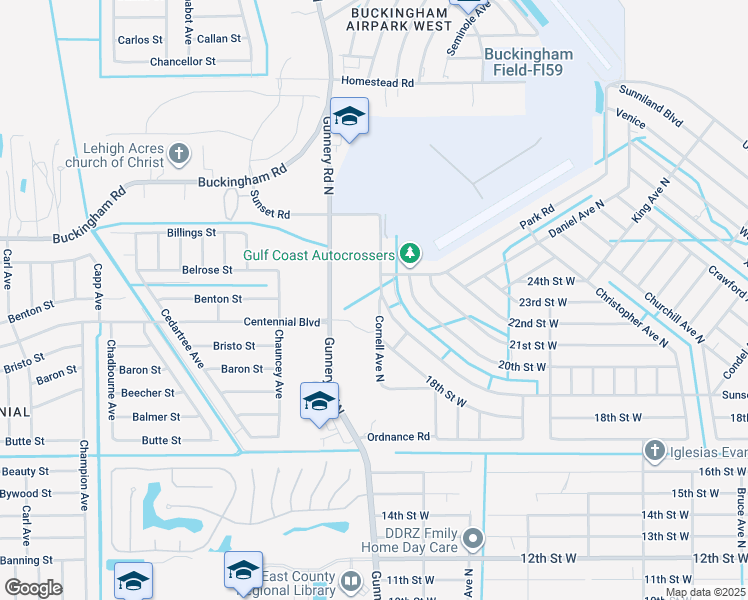 map of restaurants, bars, coffee shops, grocery stores, and more near 1811 Cornell Avenue North in Lehigh Acres