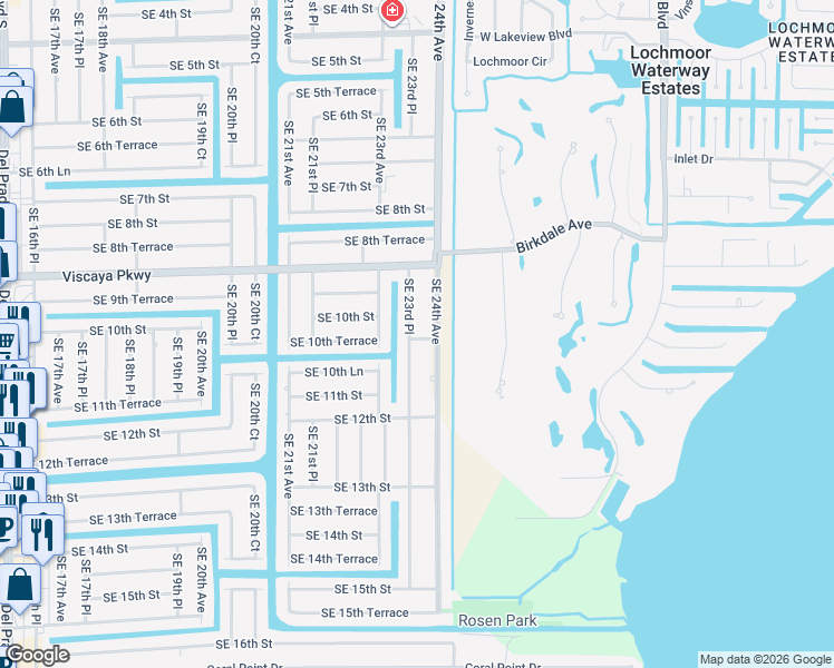map of restaurants, bars, coffee shops, grocery stores, and more near 946 Southeast 23rd Place in Cape Coral