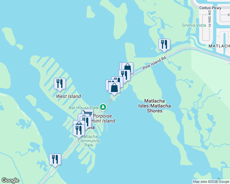 map of restaurants, bars, coffee shops, grocery stores, and more near 4283 Pine Island Road in Cape Coral