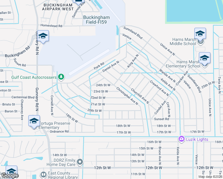 map of restaurants, bars, coffee shops, grocery stores, and more near 3826 23rd Street West in Lehigh Acres