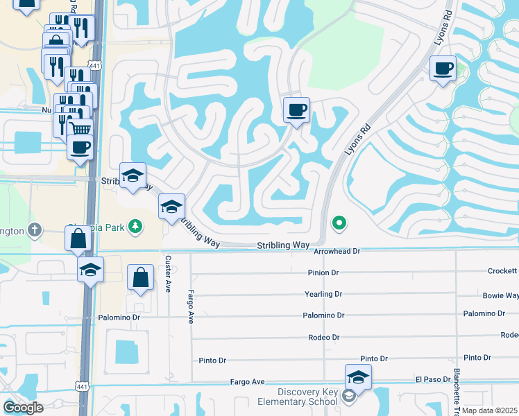 map of restaurants, bars, coffee shops, grocery stores, and more near 3099 Hamblin Way in Wellington