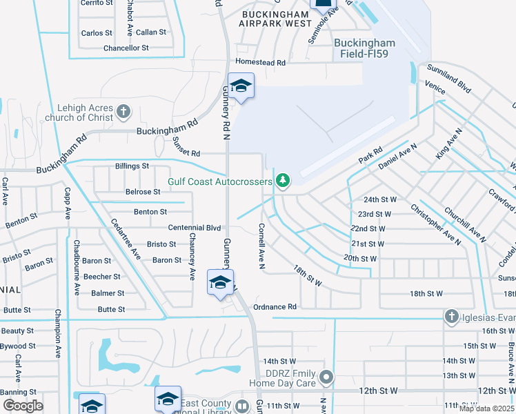 map of restaurants, bars, coffee shops, grocery stores, and more near 1811 Cornell Avenue North in Lehigh Acres