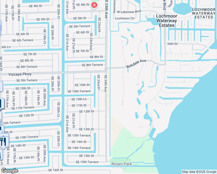 map of restaurants, bars, coffee shops, grocery stores, and more near 1001 Southeast 24th Avenue in Cape Coral