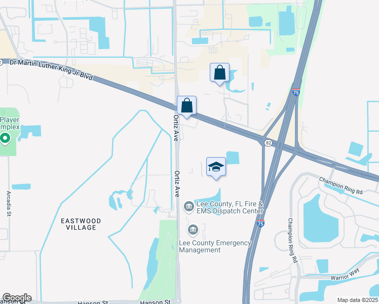 map of restaurants, bars, coffee shops, grocery stores, and more near 2457 Ortiz Avenue in Fort Myers