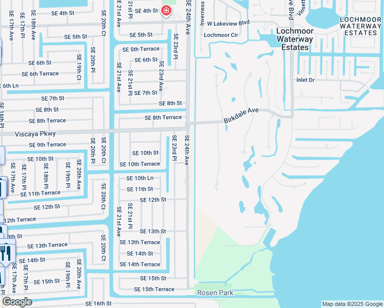 map of restaurants, bars, coffee shops, grocery stores, and more near 1001 Southeast 24th Avenue in Cape Coral