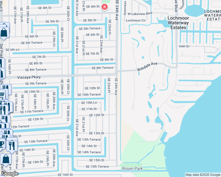 map of restaurants, bars, coffee shops, grocery stores, and more near 946 Southeast 23rd Place in Cape Coral