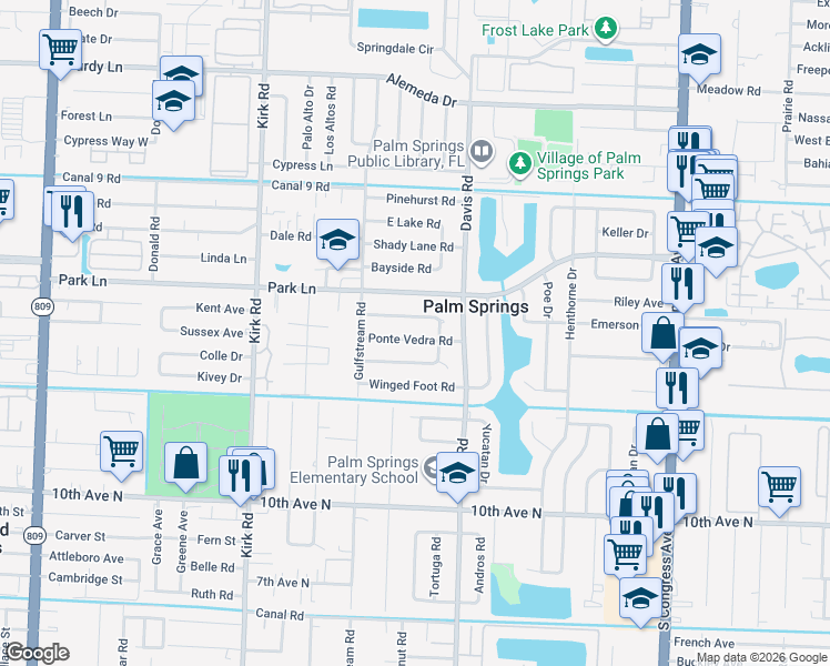map of restaurants, bars, coffee shops, grocery stores, and more near 329 Cavalier Road in Palm Springs