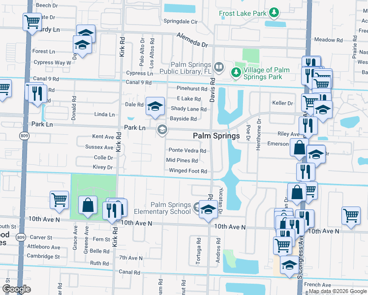 map of restaurants, bars, coffee shops, grocery stores, and more near 329 Cavalier Road in Palm Springs