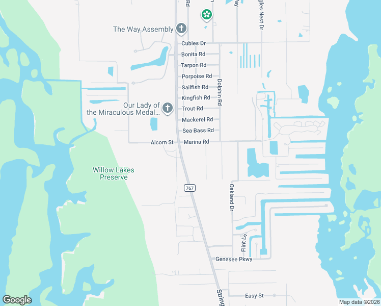 map of restaurants, bars, coffee shops, grocery stores, and more near 5931 Marina Road in Bokeelia