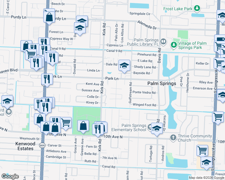 map of restaurants, bars, coffee shops, grocery stores, and more near 3920 Espan Court in Palm Springs
