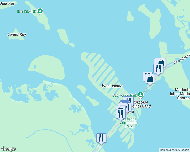 map of restaurants, bars, coffee shops, grocery stores, and more near 2822 Velma Street in Matlacha