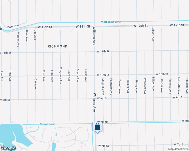 map of restaurants, bars, coffee shops, grocery stores, and more near 999 Williams Avenue in Lehigh Acres