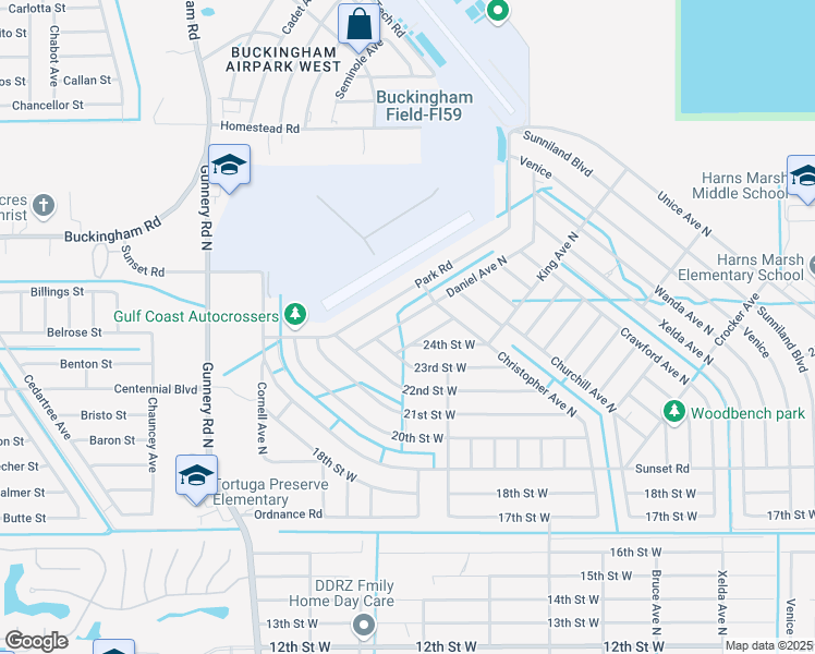 map of restaurants, bars, coffee shops, grocery stores, and more near 2314 Daniel Avenue North in Lehigh Acres