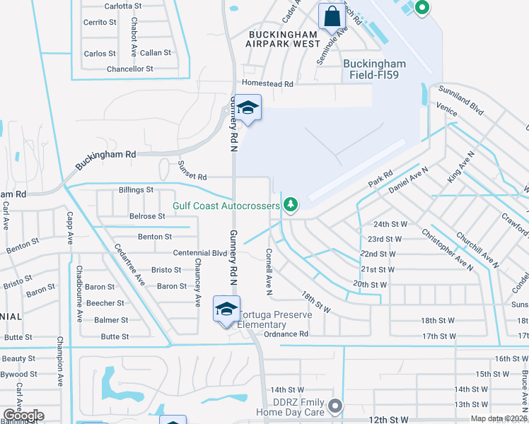 map of restaurants, bars, coffee shops, grocery stores, and more near 3977 Sunset Road in Lehigh Acres
