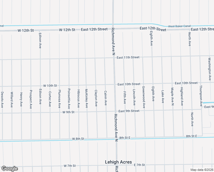 map of restaurants, bars, coffee shops, grocery stores, and more near 206 East 10th Street in Lehigh Acres