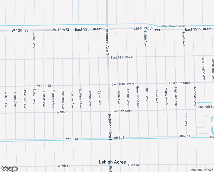 map of restaurants, bars, coffee shops, grocery stores, and more near 306 East 10th Street in Lehigh Acres