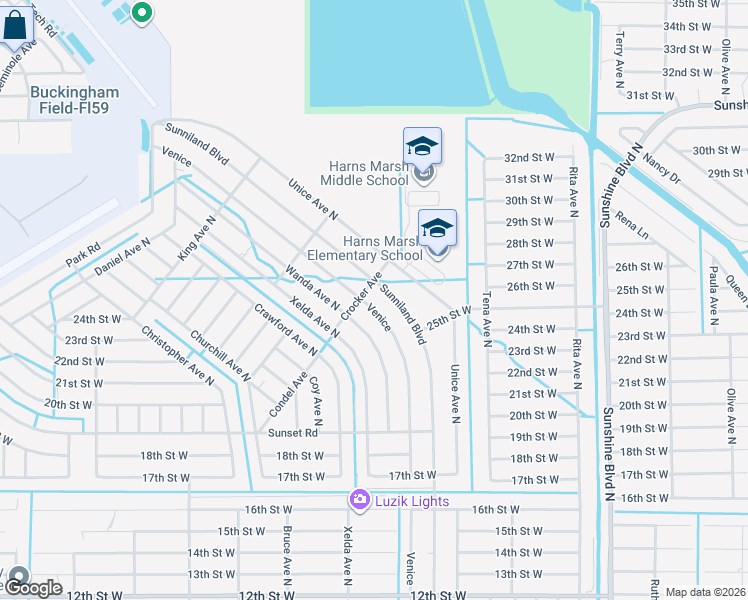 map of restaurants, bars, coffee shops, grocery stores, and more near 1938 Venice Avenue North in Lehigh Acres