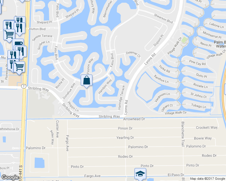 map of restaurants, bars, coffee shops, grocery stores, and more near 9337 Glidden Court in Wellington